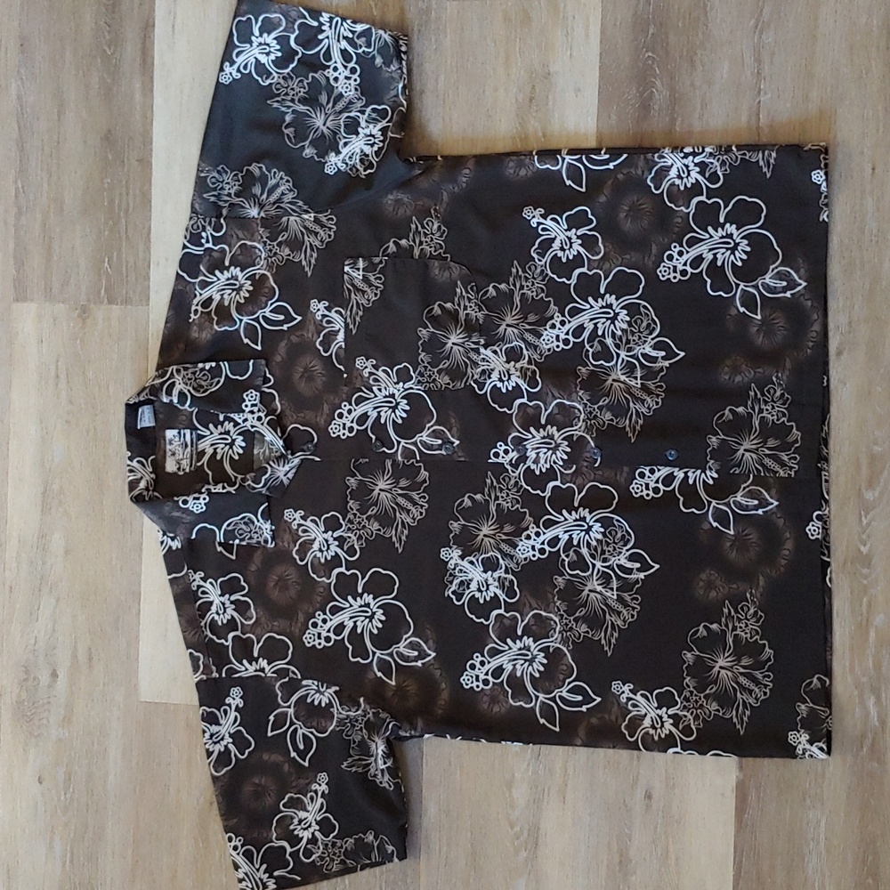 Vintage Pineapple Connection Floral Button Down Shirt 100% Polyester Size 1XB